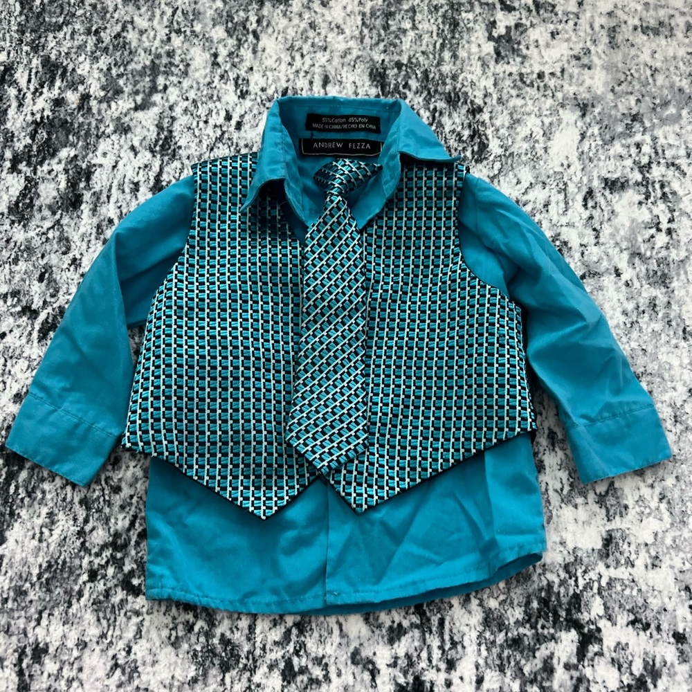 Andrew Fezza Blue and Black Button Down‎ Shirt